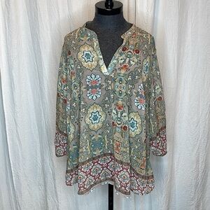 Unity World Wear Flowy V Neck Boho Blouse Size 2X